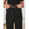 imageOYOANGLE Womens Maternity Lounge Set 2 Piece Ribbed Knit Short Sleeve Top and Pants Pajama Set SleepwearBlack
