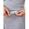 imageOYOANGLE Womens Maternity Lounge Set 2 Piece Ribbed Knit Short Sleeve Top and Pants Pajama Set SleepwearGrey