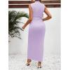 imageOYOANGLE Womens Maternity Mock Neck Sleeveless Ruched Dress Pregnancy Bodycon Maxi Tank DressesPurple
