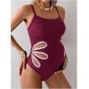 imageOYOANGLE Womens Maternity One Piece Swimsuits Cut Out Spaghetti Strap Pregnancy Bathing Suits SwimwearBurgundy