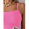 imageOYOANGLE Womens Maternity One Piece Swimsuits Cut Out Spaghetti Strap Pregnancy Bathing Suits SwimwearPink