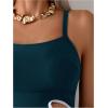 imageOYOANGLE Womens Maternity One Piece Swimsuits Cut Out Spaghetti Strap Pregnancy Bathing Suits SwimwearTeal Blue