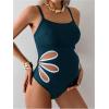 imageOYOANGLE Womens Maternity One Piece Swimsuits Cut Out Spaghetti Strap Pregnancy Bathing Suits SwimwearTeal Blue