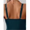 imageOYOANGLE Womens Maternity One Piece Swimsuits Cut Out Spaghetti Strap Pregnancy Bathing Suits SwimwearTeal Blue