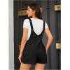 imageOYOANGLE Womens Maternity Overall Shorts Tie Knot Strap Short Romper Jumpsuit with One PocketsBlack Plain