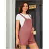 imageOYOANGLE Womens Maternity Overall Shorts Tie Knot Strap Short Romper Jumpsuit with One PocketsDusty Pink Solid