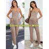 imageOYOANGLE Womens Maternity Ribbed Knit Cami Jumpsuit Button Spaghetti Strap Pregnancy Romper with PocketsBrown