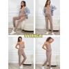 imageOYOANGLE Womens Maternity Ribbed Knit Cami Jumpsuit Button Spaghetti Strap Pregnancy Romper with PocketsBrown