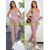imageOYOANGLE Womens Maternity Ribbed Knit Cami Jumpsuit Button Spaghetti Strap Pregnancy Romper with PocketsBurgundy