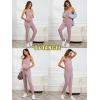 imageOYOANGLE Womens Maternity Ribbed Knit Cami Jumpsuit Button Spaghetti Strap Pregnancy Romper with PocketsBurgundy