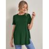 imageOYOANGLE Womens Maternity Shirts Split Hem Short Sleeve Loose Tunic Tops Tee Casual Pregnancy ClothesDark Green