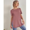 imageOYOANGLE Womens Maternity Shirts Split Hem Short Sleeve Loose Tunic Tops Tee Casual Pregnancy ClothesDusty Pink
