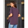 imageOYOANGLE Womens Maternity Shirts Split Hem Short Sleeve Loose Tunic Tops Tee Casual Pregnancy ClothesLight Purple
