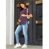 imageOYOANGLE Womens Maternity Shirts Split Hem Short Sleeve Loose Tunic Tops Tee Casual Pregnancy ClothesLight Purple