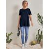 imageOYOANGLE Womens Maternity Shirts Split Hem Short Sleeve Loose Tunic Tops Tee Casual Pregnancy ClothesNavy