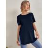 imageOYOANGLE Womens Maternity Shirts Split Hem Short Sleeve Loose Tunic Tops Tee Casual Pregnancy ClothesNavy