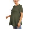 imageOYOANGLE Womens Maternity Shirts Split Hem Short Sleeve Loose Tunic Tops Tee Casual Pregnancy ClothesPure Green