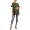 imageOYOANGLE Womens Maternity Shirts Split Hem Short Sleeve Loose Tunic Tops Tee Casual Pregnancy ClothesPure Green