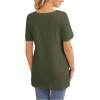 imageOYOANGLE Womens Maternity Shirts Split Hem Short Sleeve Loose Tunic Tops Tee Casual Pregnancy ClothesPure Green