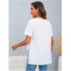 imageOYOANGLE Womens Maternity Shirts Split Hem Short Sleeve Loose Tunic Tops Tee Casual Pregnancy ClothesWhite