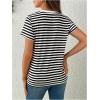 imageOYOANGLE Womens Maternity Shirts Striped Print Short Sleeve Crew Neck Tee Shirt Pregnancy TopsBlack
