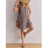 imageOYOANGLE Womens Maternity Striped Print Boho Cami Dress Spaghetti Strap V Neck Backless Loose Short DressesMulticolor