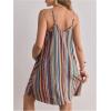 imageOYOANGLE Womens Maternity Striped Print Boho Cami Dress Spaghetti Strap V Neck Backless Loose Short DressesMulticolor