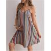 imageOYOANGLE Womens Maternity Striped Print Boho Cami Dress Spaghetti Strap V Neck Backless Loose Short DressesMulticolor