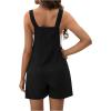 imageOYOANGLE Womens Maternity Tie Knot Wide Strap Suspender Overall Shorts Jumpsuit Sleeveless Romper with PocketBlack
