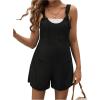 imageOYOANGLE Womens Maternity Tie Knot Wide Strap Suspender Overall Shorts Jumpsuit Sleeveless Romper with PocketBlack