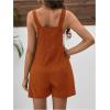 imageOYOANGLE Womens Maternity Tie Knot Wide Strap Suspender Overall Shorts Jumpsuit Sleeveless Romper with PocketRedwood