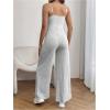 imageOYOANGLE Womens Maternity V Neck Spaghetti Strap Ribbed Knit Long Pants JumpsuitsLight Grey