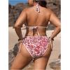 imageOYOANGLE Womens Plus Size 2 Piece Boho Printed Bikini Swimsuit Triangle Halter Bathing Suit High Waisted SwimwearRed