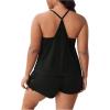 imageOYOANGLE Womens Plus Size 2 Piece Pajama Set Floral Lace Cami Tank Top and Shorts Set SleepwearBlack Lace