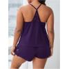 imageOYOANGLE Womens Plus Size 2 Piece Pajama Set Floral Lace Cami Tank Top and Shorts Set SleepwearDark Purple