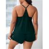 imageOYOANGLE Womens Plus Size 2 Piece Pajama Set Floral Lace Cami Tank Top and Shorts Set SleepwearDeep Green
