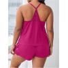 imageOYOANGLE Womens Plus Size 2 Piece Pajama Set Floral Lace Cami Tank Top and Shorts Set SleepwearHot Pink