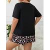 imageOYOANGLE Womens Plus Size 2 Piece Pajama Set Plaid Print Short Sleeve Tee Top and Shorts Set SleepwearBlack Brown