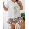 imageOYOANGLE Womens Plus Size 2 Piece Pajama Set Plaid Print Short Sleeve Tee Top and Shorts Set SleepwearWhite Brown
