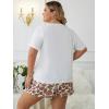 imageOYOANGLE Womens Plus Size 2 Piece Pajama Set Plaid Print Short Sleeve Tee Top and Shorts Set SleepwearWhite Brown
