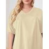 imageOYOANGLE Womens Plus Size 2 Piece Short Sleeve Pajama Set Letter Tshirt and pants Lounge Set SleepwearApricot Solid