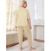 imageOYOANGLE Womens Plus Size 2 Piece Short Sleeve Pajama Set Letter Tshirt and pants Lounge Set SleepwearApricot Solid