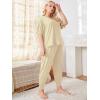 imageOYOANGLE Womens Plus Size 2 Piece Short Sleeve Pajama Set Letter Tshirt and pants Lounge Set SleepwearApricot Solid
