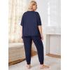imageOYOANGLE Womens Plus Size 2 Piece Short Sleeve Pajama Set Letter Tshirt and pants Lounge Set SleepwearNavy Blue