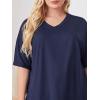 imageOYOANGLE Womens Plus Size 2 Piece Short Sleeve Pajama Set Letter Tshirt and pants Lounge Set SleepwearNavy Blue