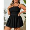 imageOYOANGLE Womens Plus Size 2 Piece Tankini Swimsuit Textured Ruffle Hem Swim Dress with Bottoms SwimwearBlack