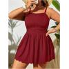imageOYOANGLE Womens Plus Size 2 Piece Tankini Swimsuit Textured Ruffle Hem Swim Dress with Bottoms SwimwearBurgundy