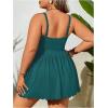 imageOYOANGLE Womens Plus Size 2 Piece Tankini Swimsuit Textured Ruffle Hem Swim Dress with Bottoms SwimwearTeal Blue