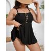 imageOYOANGLE Womens Plus Size 2 Piece Tankini Swimsuits Flowy Tummy Control Bathing Suits Swim Dress with Bikini BottomsBlack Ink