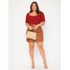 imageOYOANGLE Womens Plus Size Basic Short Sleeve Bodysuit Scoop Neck T Shirts BodysuitBurgundy Solid